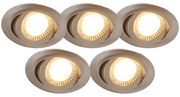 Set di 5 moderni faretti da incasso in acciaio con LED dimmerabile in 3 fasi - Mio