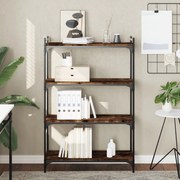 Libreria a 4 ripiani rovere fumo 80x30x120 cm legno multistrato