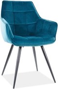 Sedia Lilia in velluto turchese - L59 x H45 x P90 cm