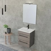 Mobile bagno sospeso 55 cm Smart olmo/lava con lavabo e specchio