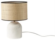 Lampada da tavolo bianca in ceramica effetto pietra e paralume in rafia H35 cm ROCHA