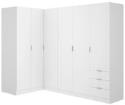 Armadio angolare 6 ante e 3 cassetti L213 cm Bianco - LISTOWEL