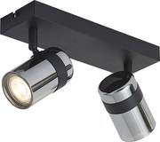 Faretto da soffitto nero con vetro fumé 2 luci ruotabile e inclinabile - Gianni