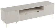 Mobile TV con 2 ante, 2 cassetti e 2 nicchie in MDF e Acciaio Beige e Dorato - YESINIA