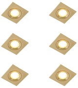 Set di 6 faretti da incasso moderni oro quadrati IP44 - Xena