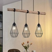 Lampada a sospensione Lindby Eldarion, 90 cm, a 3 luci, legno, E27