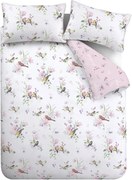 Set copripiumino e federa bianco e rosa per letto matrimoniale e per letto esteso 230x220 cm Songbird – Catherine Lansfield