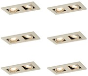 Set di 6 faretti da incasso moderni beige GU10 50mm regolabili a 2 luci - Qure