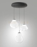 Deva sospensione trasparente 3 luci tonda a led cct 2700k - 3000k -...