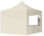 TOOLPORT 3x3m gazebo pieghevole con laterali (finestre panoramiche), ECONOMY alluminio, crema - (59004)