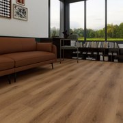 Pavimento SPC passaggio intenso Madrid rovere scuro Sp 5.5 mm con sottopavimento integrato 2.514 m²