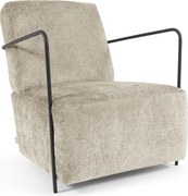 Kave Home - Poltrona Gamer in ciniglia beige e metallo verniciato nero