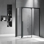 Kamalu - cabina doccia 70x130 scorrevole con lato fisso telaio nero | ksa5000b