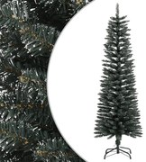 Albero di Natale Artificiale Sottile con Base Verde in PVC, 150 cm