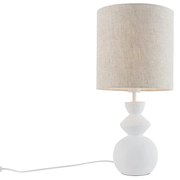 Lampada da tavolo di design in tessuto bianco paralume grigio chiaro 25 cm - Alisia