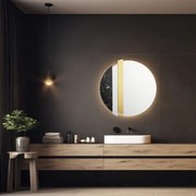 Specchio moderno 80 cm con decori foglia oro e effetto marmo nero - KEVIN