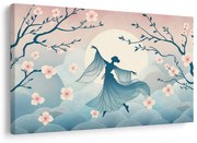 Quadro su tela – Ballerina sotto il ciliegio in luna piena