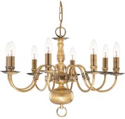 Lampadario Classico Fiammingo Acciaio Ottone 8 Luci E14