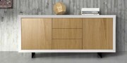 Credenza da 186 cm in legno rovere naturale e bianco piedi in metallo