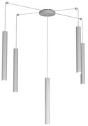 Sospensione Moderna Round Tube Metallo Grigio 5 Luci Gu10