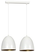 Lampadario 2 Luci Lenox In Acciaio Bianco Con Cupole In Nero E Oro