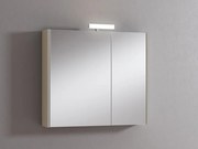 Pensile con luce Akira laccato lucido visone L 80 x H 70 x P 15.5 cm