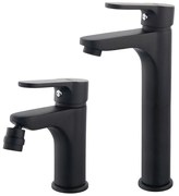 Coppia rubinetti bagno lavabo alto e bidet nero opaco serie Paco