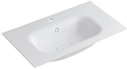 Lavabo a incasso rettangolare vasca centrale L 90.5 x H 15 x P 46 cm in resina bianco opaco