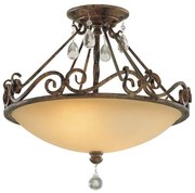 Lampadario Contemporaneo Chateau Acciaio Bronzo Moka Cristallo 2 Luci E27