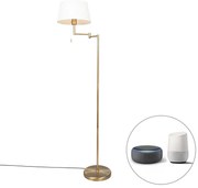 Lampada da terra bronzo paralume bianco incl lampadina smart E27 A60 - LADAS FIX