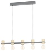 Lampadario Industriale Chieveley nero 5x E27 EGLO