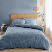 Lenzuola in crêpe blu per letto singolo 135x200 cm Seersucker - Catherine Lansfield