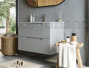 Mobile bagno clear grey 80x45 Mango due cassetti maniglia incassata con lavabo in ceramica lucida