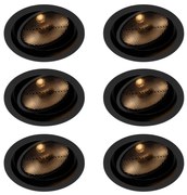 Set di 6 faretti da incasso moderni neri orientabili - Coop 111 Honey
