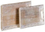 Vassoio per aperitivi 45,5 x 30,5 x 5,5 cm Bianco Legno di mango (2 Unità)