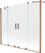 Mexen Velar Duo paratia vasca da bagno scorrevole a 2 ante 200 x 150 cm, trasparente, rame spazzolato - 896-200-000-02-65