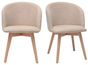 Sedie scandinave in tessuto effetto velluto beige e legno massello di faggio (set di 2) VANITY