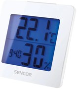 Sencor - Stazione meteorologica con display LCD e sveglia 1xAA bianca