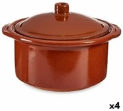 Pentola con Coperchio Argilla cotta 1,5 L 22 x 14,5 x 20 cm (4 Unità)