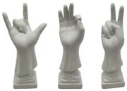 Statua Decorativa DKD Home Decor Bianco Mano 7 x 7 x 25 cm (3 Unità)