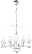 Lampadario angel bianco e cromo 5 luci attacco e14 64x120cm vetro s...