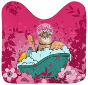 Tappetino da bagno rosa 45x45 cm Chatibulle - douceur d'intérieur