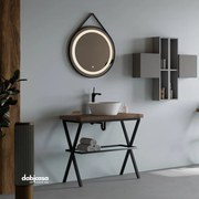 Mobile Bagno Da Terra "New Karma Plus" Da 80 Cm Composto Da Un Top Finitura Rovere Fossile