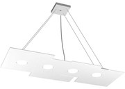 Sospensione Moderna Rettangolare Plate Metallo Bianco 4 Luci Gx53