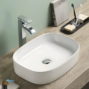 Lavabo D'Appoggio Rettangolare "Break The Rules" Da 51 Cm Ceramica In Finitura Bianco Lucido