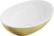 Mexen Elza lavabo da appoggio 40 x 33 cm, bianco/oro motivo linee - 21014017
