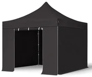 4x6m gazebo pieghevole PVC ignifugo con laterali (finestre panoramiche),  PROFESSIONAL alluminio, bianco 