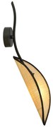 Applique Nordica 1 Luce Lotus In Acciaio Nero E Rattan