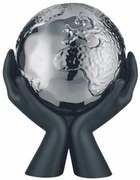 Bongelli preziosi statua moderna scultura mani mondo collezione Globe cm 12 x 13 NERO ARGENTO