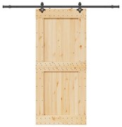 Porta Scorrevole Con Set Hardware 100x210cm Legno Massello Pino /